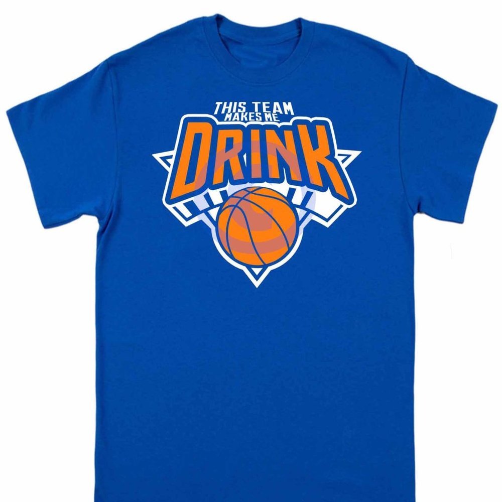 NEW YORK Basketball FUNNY THIS TEAM MAKES ME DRINK PARODY SHIRT Willis Reed